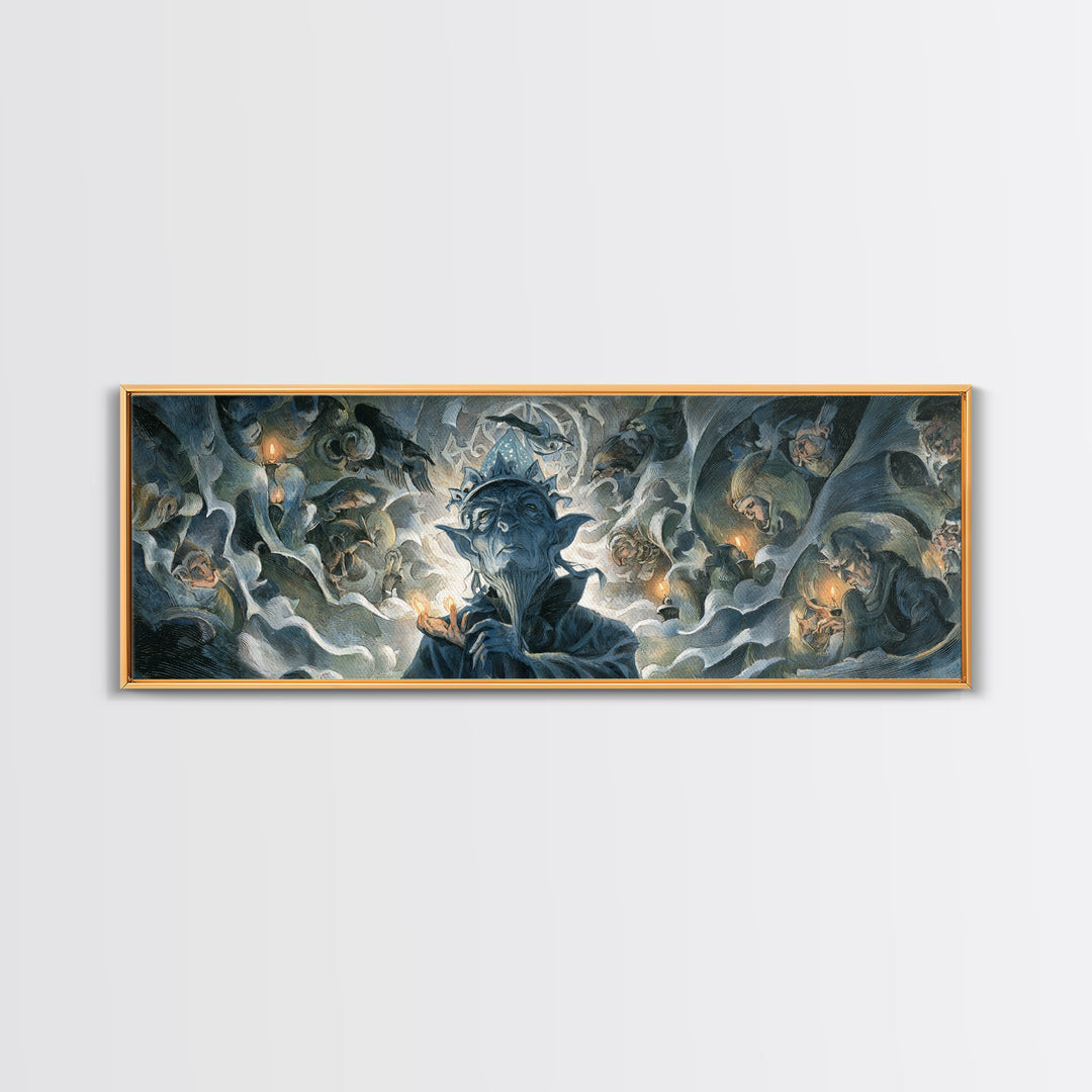 The Frost Goblin, Gothic Nightmare Art, Extra Wide Wall Art, Macabre Wall Art, Framed Canvas Print, Halloween Wall Art