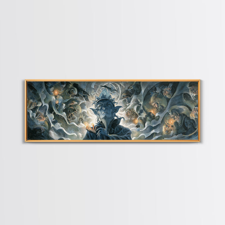 The Frost Goblin, Gothic Nightmare Art, Extra Wide Wall Art, Macabre Wall Art, Framed Canvas Print, Halloween Wall Art