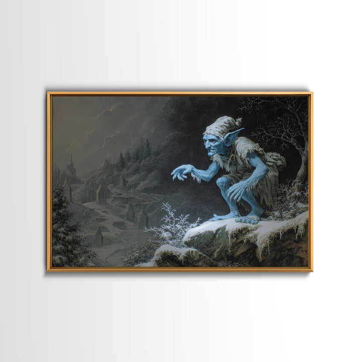 The Frost Goblin, Romantic Gothic Landscape, Landscape Wall Art, Dark Fantasy Wall Art, Framed Canvas Print, Halloween Wall Art