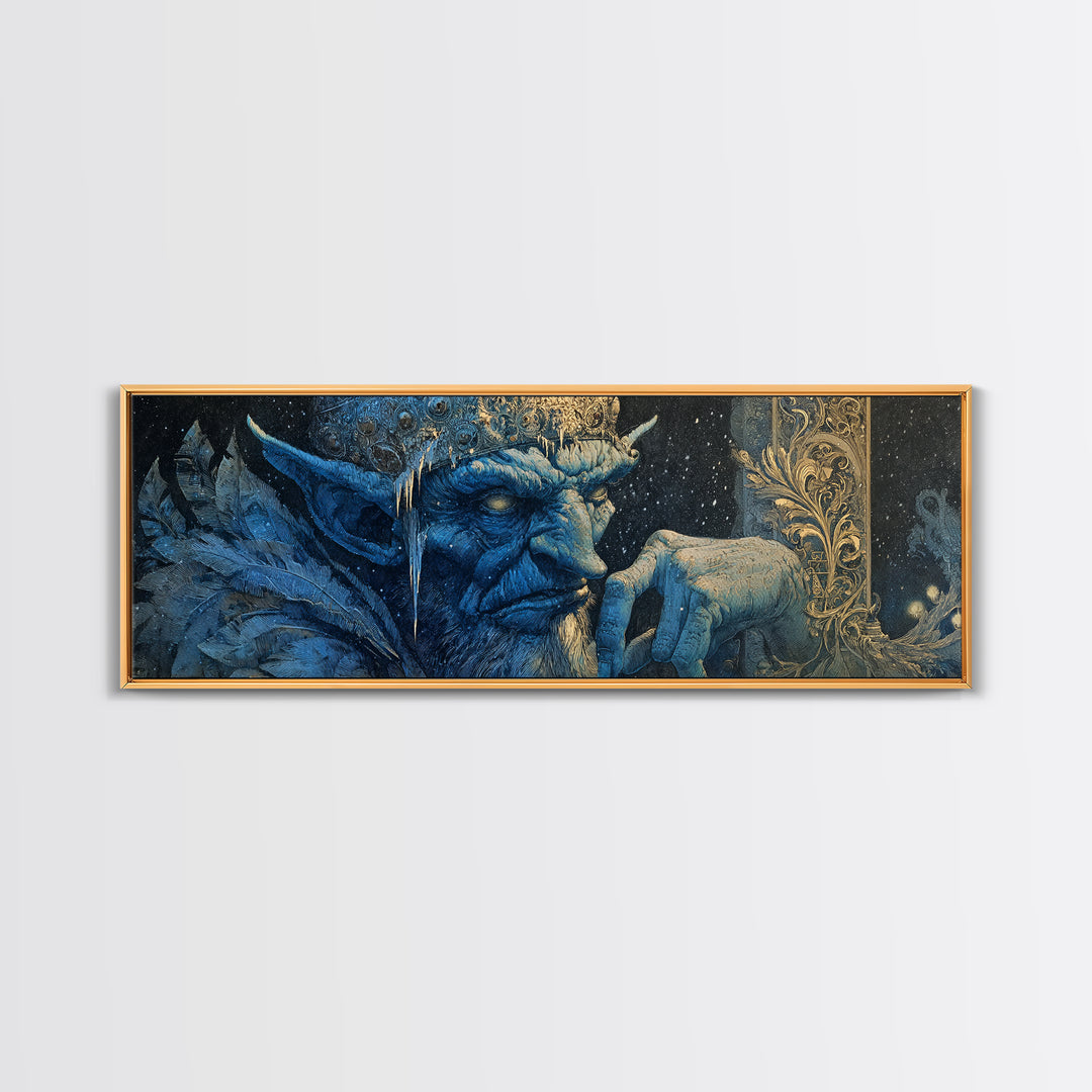 The Frost Goblin, Ornate Symbolist Art, Extra Wide Wall Art, Macabre Wall Art, Framed Canvas Print, Halloween Wall Art