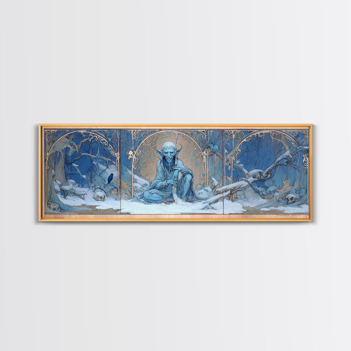 The Frost Goblin, Decadent Gothic Art, Extra Wide Wall Art, Macabre Wall Art, Framed Canvas Print, Halloween Wall Art