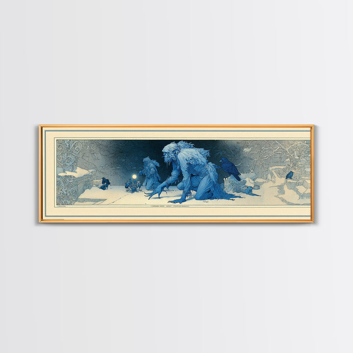 The Frost Goblin, Symbolist Death Art, Extra Wide Wall Art, Macabre Wall Art, Framed Canvas Print, Halloween Wall Art