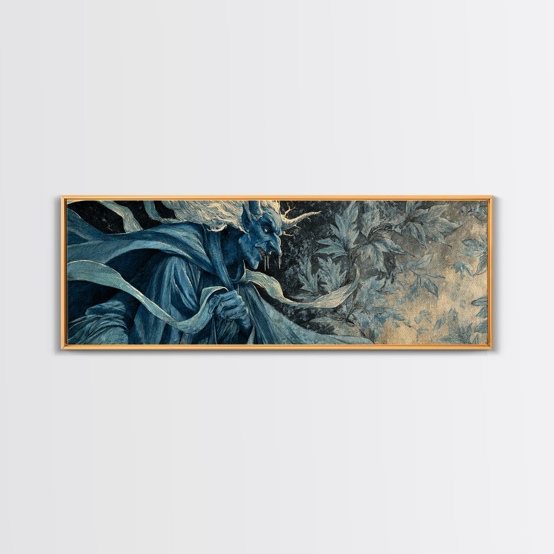 The Frost Goblin, Dark Symbolist Art, Extra Wide Wall Art, Macabre Wall Art, Framed Canvas Print, Halloween Wall Art