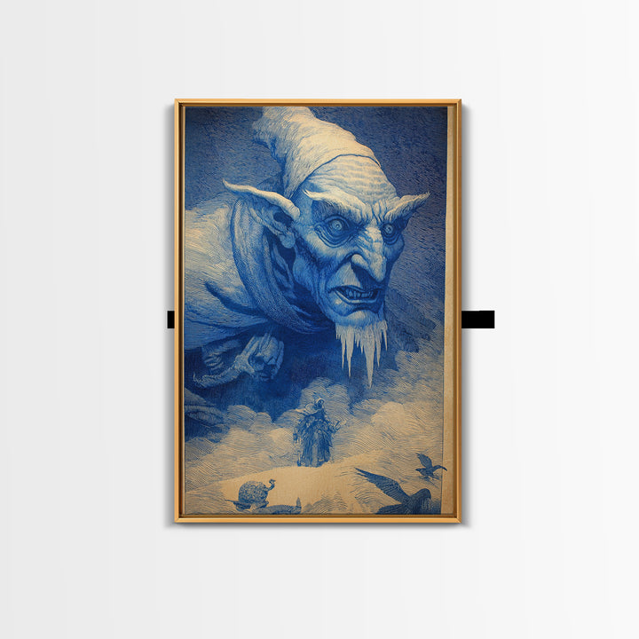 The Frost Goblin, Symbolist Etching Art, Vertical Wall Art, Gothic Horror Wall Art, Canvas Print, Halloween Wall Art, Spooky Wall Decor