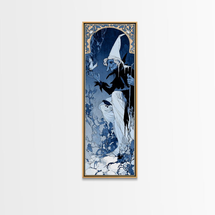 The Frost Goblin, Decadent Line Art, Tall Narrow Wall Art, Dark Fantasy Wall Art, Canvas Print, Halloween Wall Art