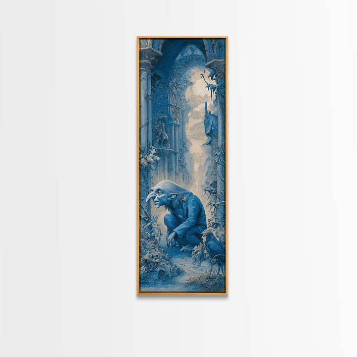 The Frost Goblin, Surreal Apocalyptic Art, Tall Narrow Wall Art, Dark Halloween Decor, Canvas Print, Halloween Wall Art