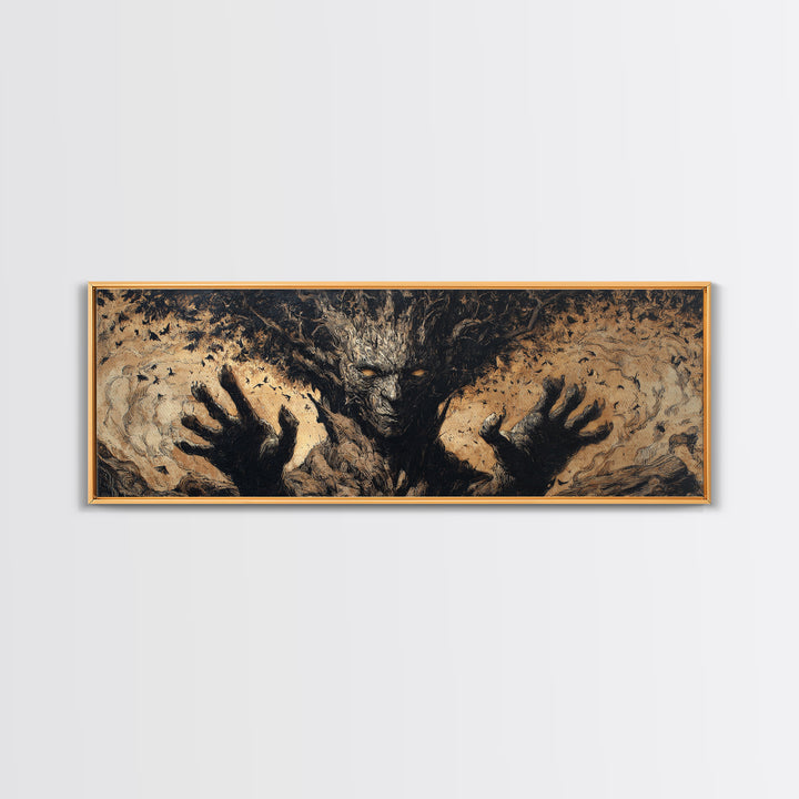 The Hollow-Tree Monster, Dark Romantic Horror Art, Extra Wide Wall Art, Gothic Horror Wall Art, Canvas Print, Halloween Wall Art