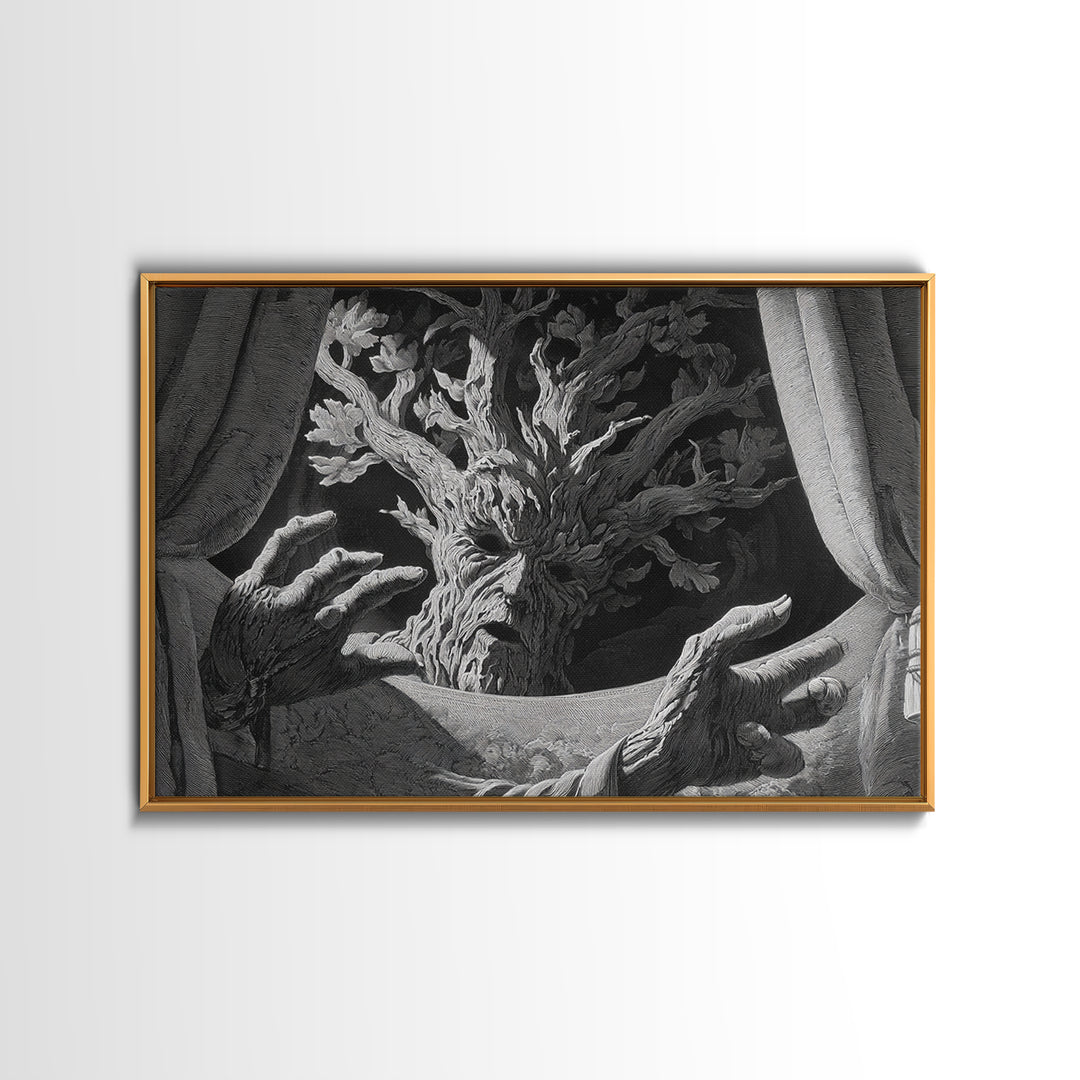 The Hollow-Tree Monster, Visionary Gothic Art, Landscape Wall Art, Dark Fantasy Wall Art, Canvas Print, Halloween Wall Art