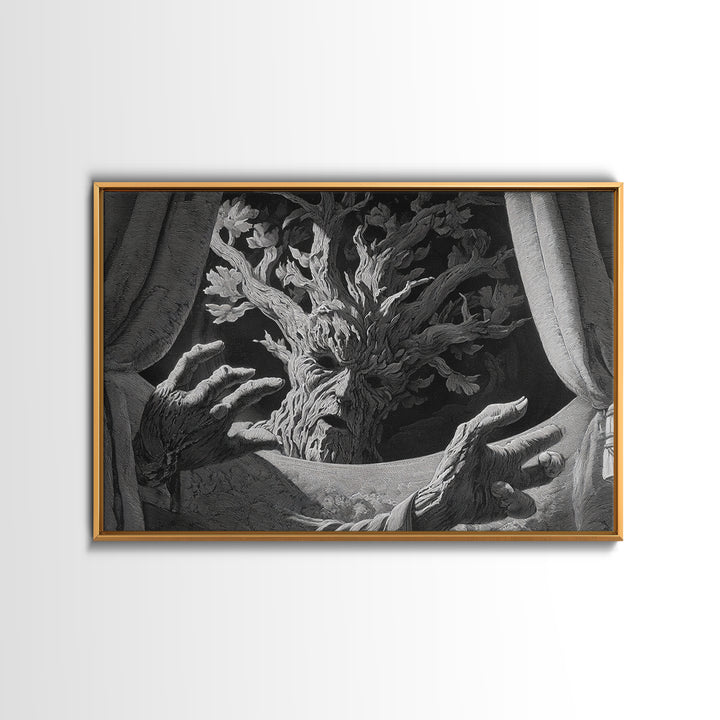 The Hollow-Tree Monster, Visionary Gothic Art, Landscape Wall Art, Dark Fantasy Wall Art, Canvas Print, Halloween Wall Art