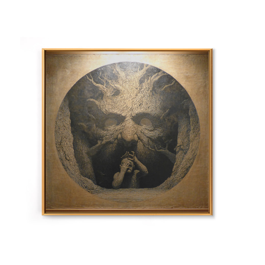 The Hollow-Tree Monster, Symbolist Dream Art, Square Wall Art, Macabre Wall Art, Framed Canvas Print, Halloween Wall Art
