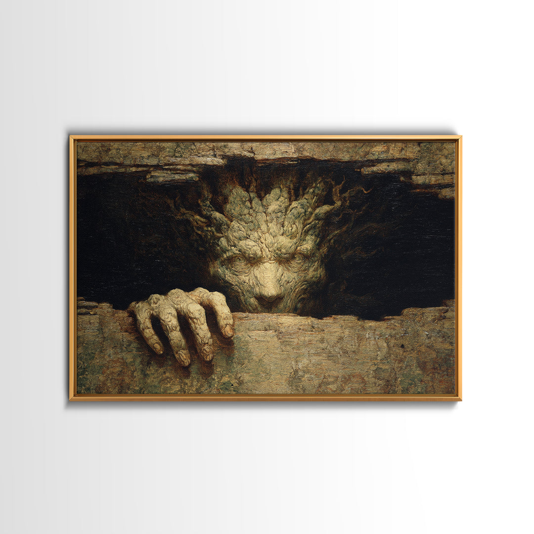 The Hollow-Tree Monster, Symbolist Gothic Landscape, Landscape Wall Art, Dark Fantasy Wall Art, Framed Canvas Print, Halloween Wall Art