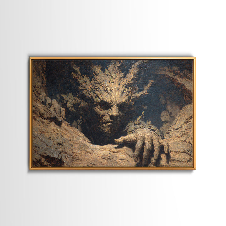 The Hollow-Tree Monster, Ornate Symbolist Art, Landscape Wall Art, Macabre Wall Art, Canvas Print, Halloween Wall Art