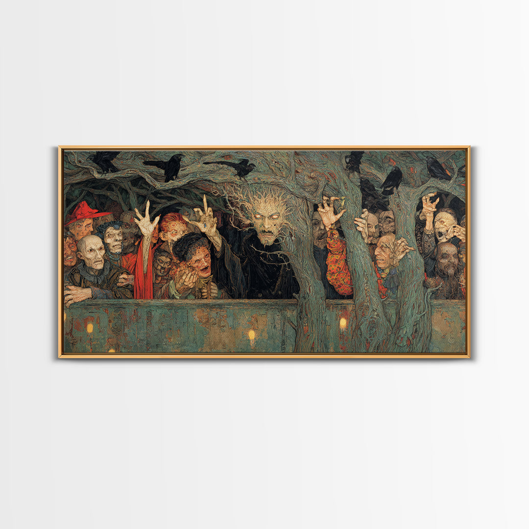 The Hollow-Tree Monster, Grotesque Carnival Art, Wide Panoramic Art, Dark Fantasy Wall Art, Canvas Print, Halloween Wall Art