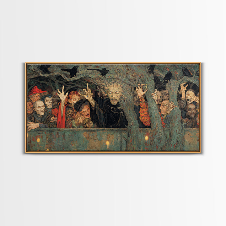 The Hollow-Tree Monster, Grotesque Carnival Art, Wide Panoramic Art, Dark Fantasy Wall Art, Canvas Print, Halloween Wall Art