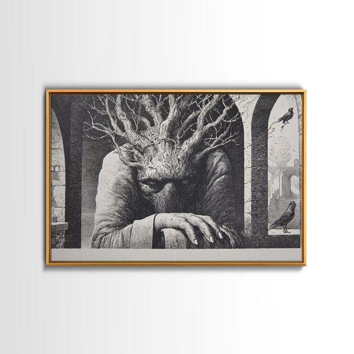 The Hollow-Tree Monster, Victorian Macabre Art, Landscape Wall Art, Macabre Wall Art, Canvas Print, Halloween Wall Art
