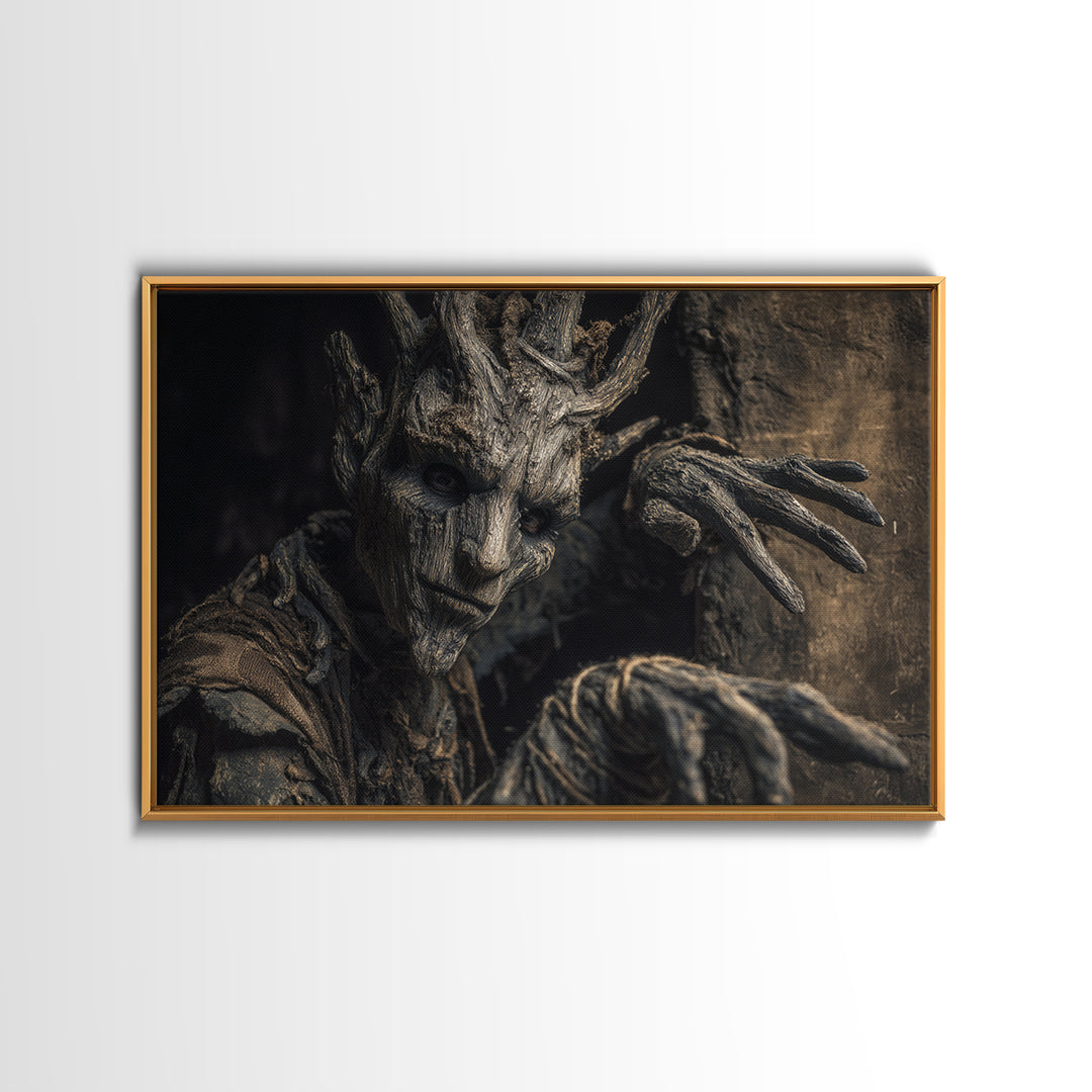 The Hollow-Tree Monster, Surreal Apocalyptic Art, Landscape Wall Art, Dark Halloween Decor, Canvas Print, Halloween Wall Art