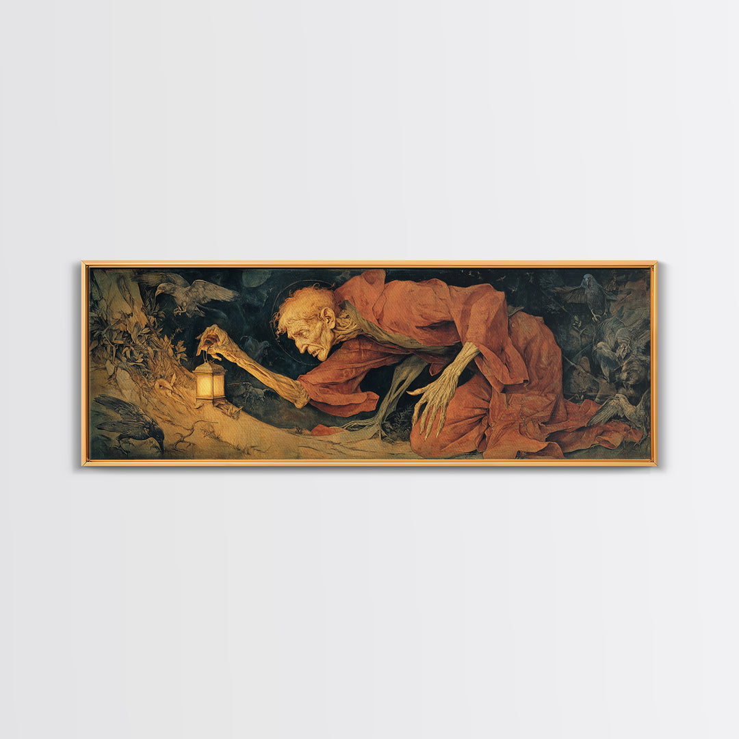 The Crossroads Spirit, Dark Renaissance Art, Extra Wide Wall Art, Gothic Horror Wall Art, Framed Canvas Print, Halloween Wall Art
