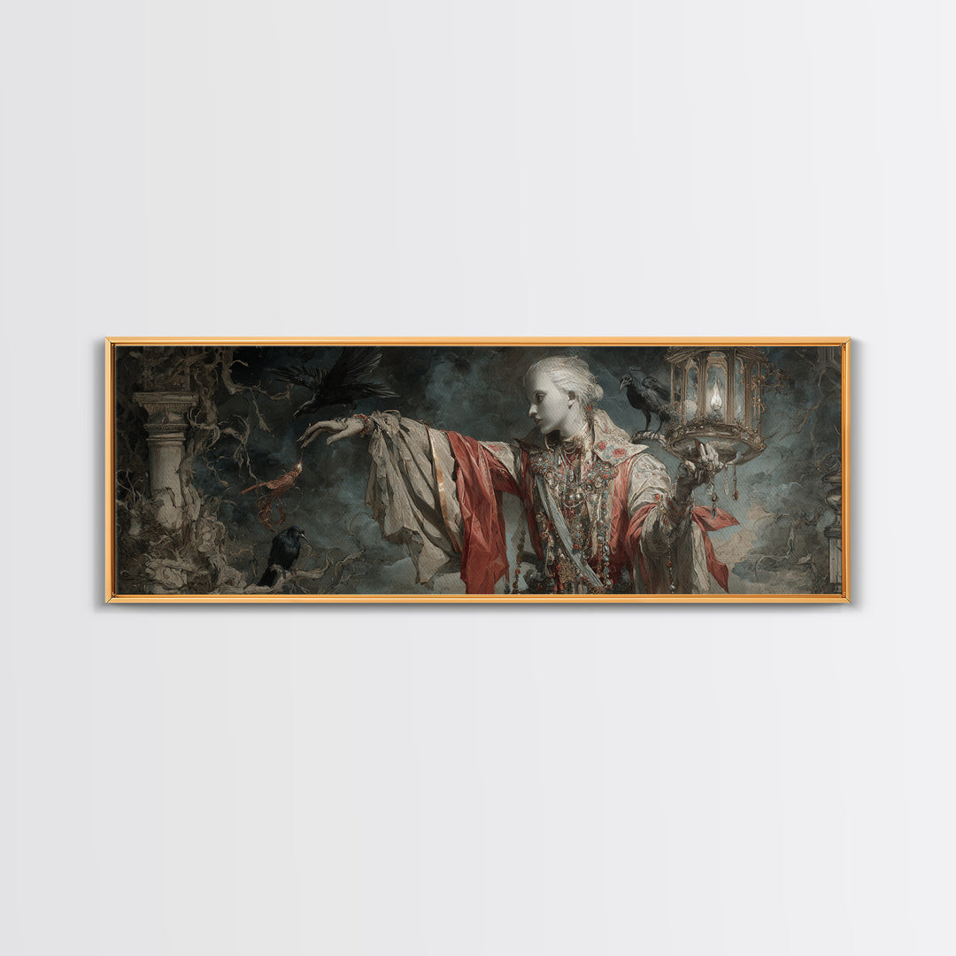 The Crossroads Spirit, Ornate Symbolist Art, Extra Wide Wall Art, Gothic Horror Wall Art, Framed Canvas Print, Halloween Wall Art
