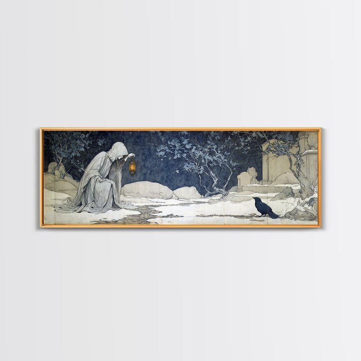 The Crossroads Spirit, Symbolist Death Art, Extra Wide Wall Art, Dark Halloween Decor, Canvas Print, Halloween Wall Art