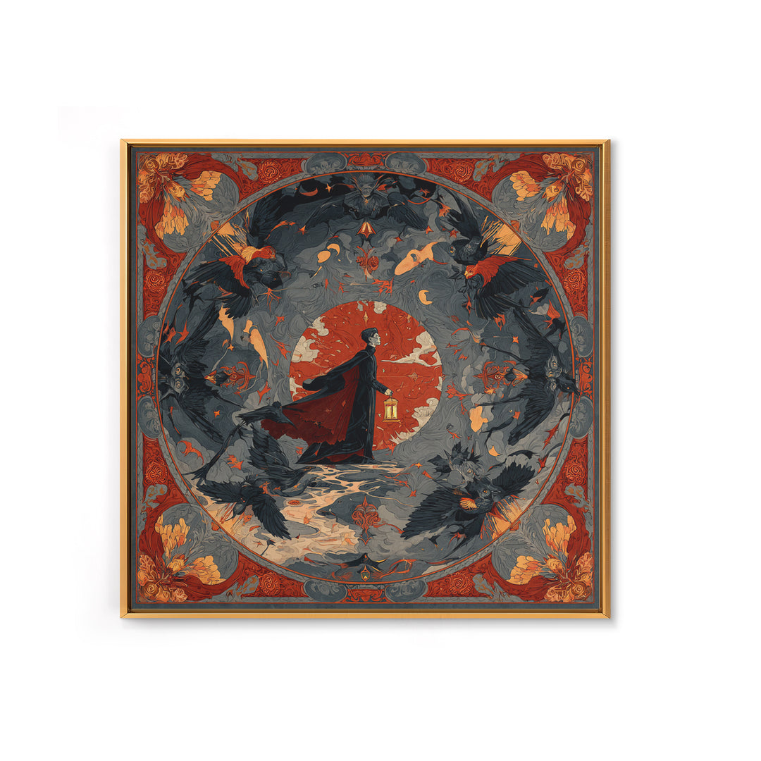The Crossroads Spirit, Dark Symbolist Art, Square Wall Art, Macabre Wall Art, Framed Canvas Print, Halloween Wall Art