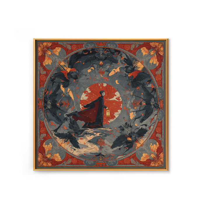 The Crossroads Spirit, Dark Symbolist Art, Square Wall Art, Macabre Wall Art, Framed Canvas Print, Halloween Wall Art
