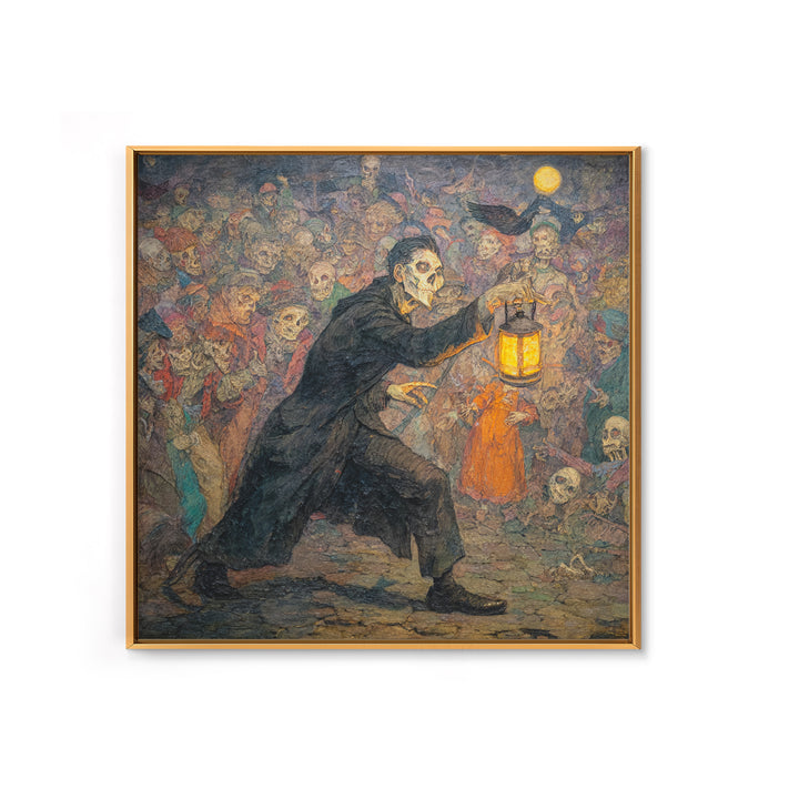 The Crossroads Spirit, Grotesque Carnival Art, Square Wall Art, Dark Halloween Decor, Canvas Print, Halloween Wall Art, Gothic Home Decor