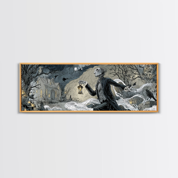 The Crossroads Spirit, Victorian Macabre Art, Extra Wide Wall Art, Macabre Wall Art, Framed Canvas Print, Halloween Wall Art