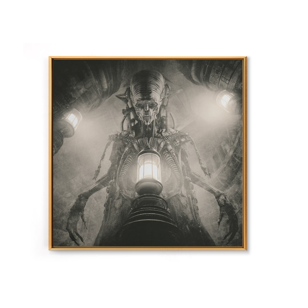 The Crossroads Spirit, Biomechanical Horror Art, Square Wall Art, Dark Fantasy Wall Art, Canvas Print, Halloween Wall Art, Gothic Home Decor