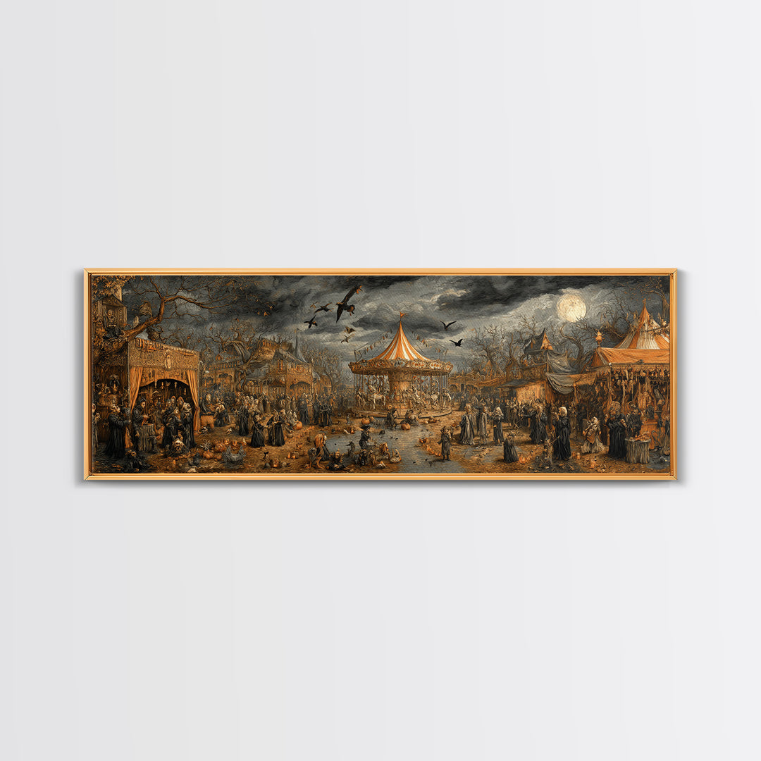 The Abandoned Carnival, Medieval Grotesque Art, Extra Wide Wall Art, Macabre Wall Art, Canvas Print, Halloween Wall Art