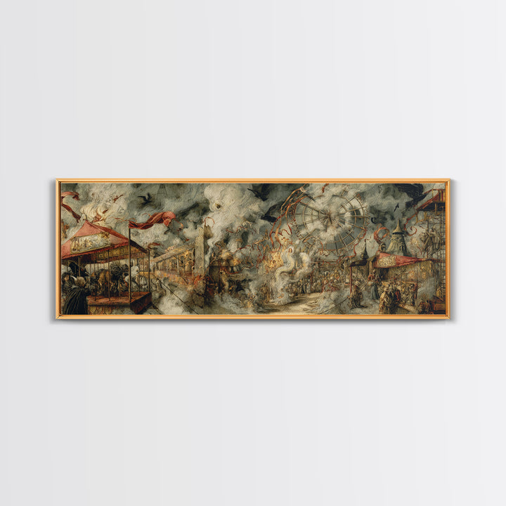 The Abandoned Carnival, Dark Renaissance Art, Extra Wide Wall Art, Dark Halloween Decor, Framed Canvas Print, Halloween Wall Art