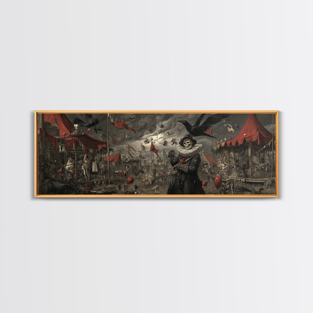 The Abandoned Carnival, Danse Macabre Art, Extra Wide Wall Art, Gothic Horror Wall Art, Canvas Print, Halloween Wall Art
