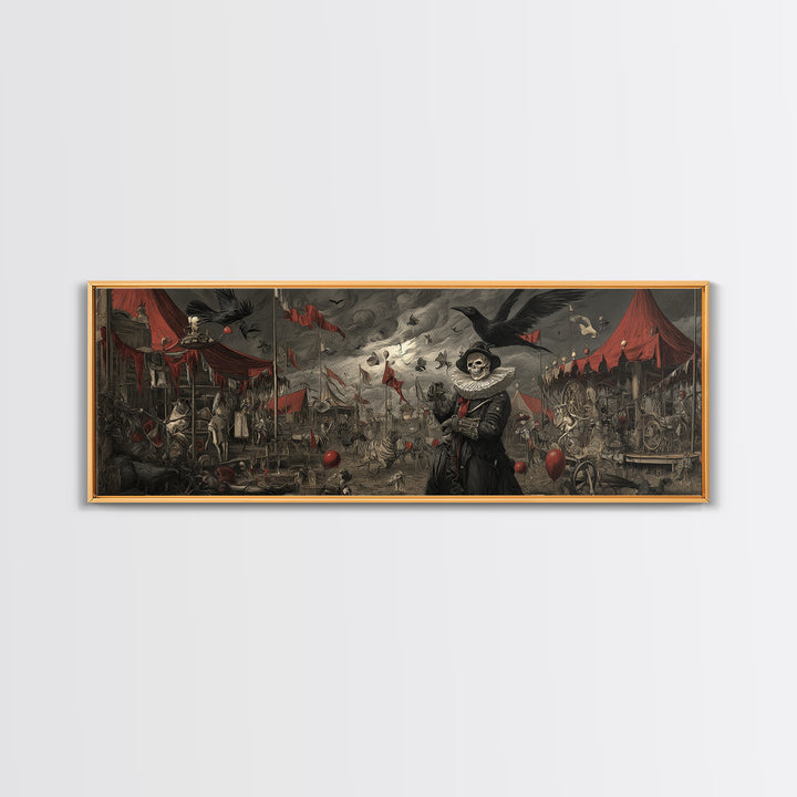 The Abandoned Carnival, Danse Macabre Art, Extra Wide Wall Art, Gothic Horror Wall Art, Canvas Print, Halloween Wall Art