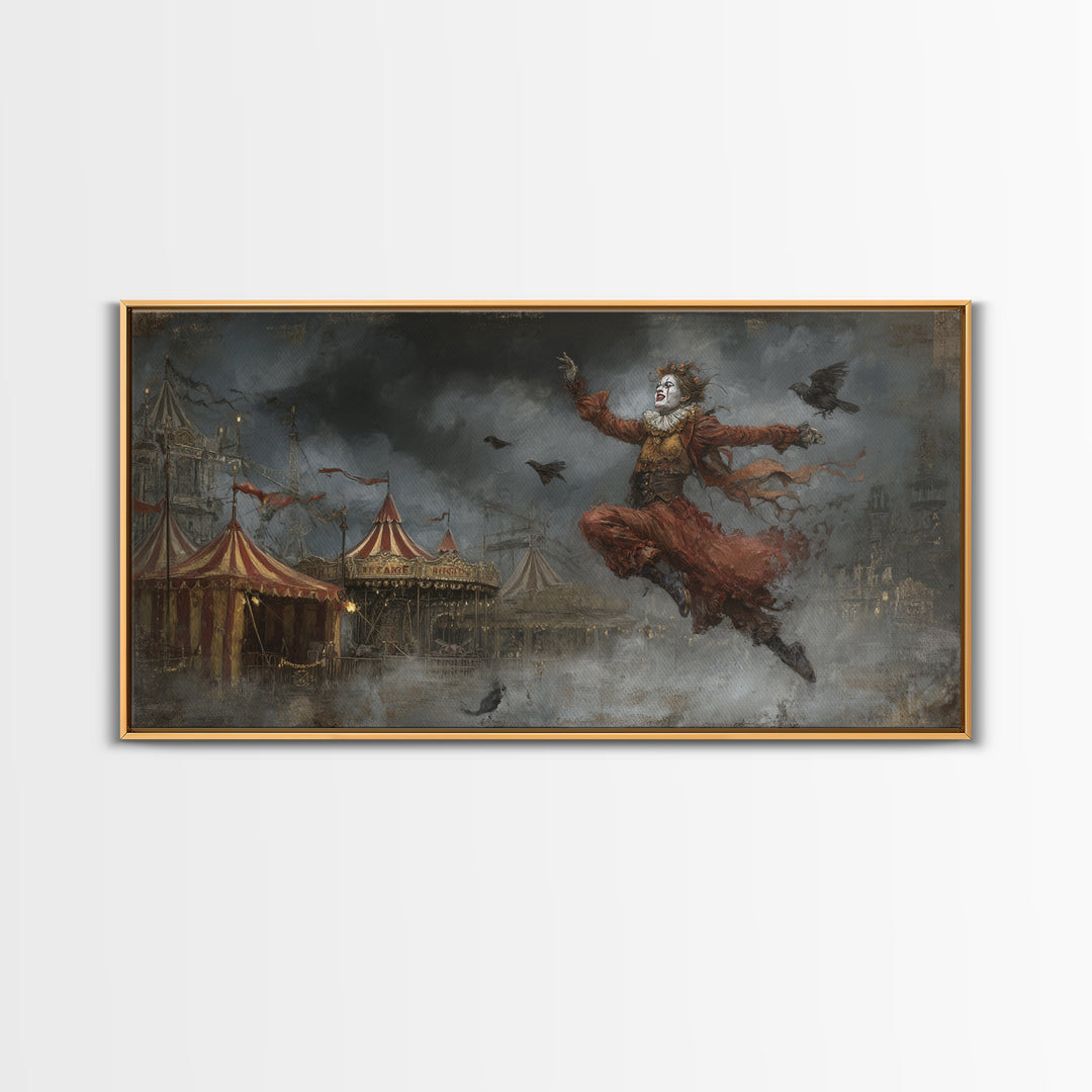 The Abandoned Carnival, Visionary Gothic Art, Wide Panoramic Art, Dark Fantasy Wall Art, Canvas Print, Halloween Wall Art