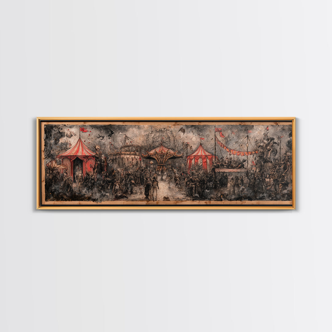 The Abandoned Carnival, Symbolist Dream Art, Extra Wide Wall Art, Gothic Horror Wall Art, Canvas Print, Halloween Wall Art
