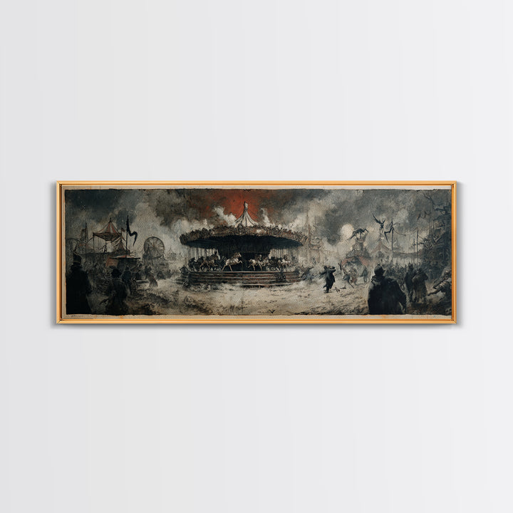 The Abandoned Carnival, Decadent Gothic Art, Extra Wide Wall Art, Dark Fantasy Wall Art, Framed Canvas Print, Halloween Wall Art