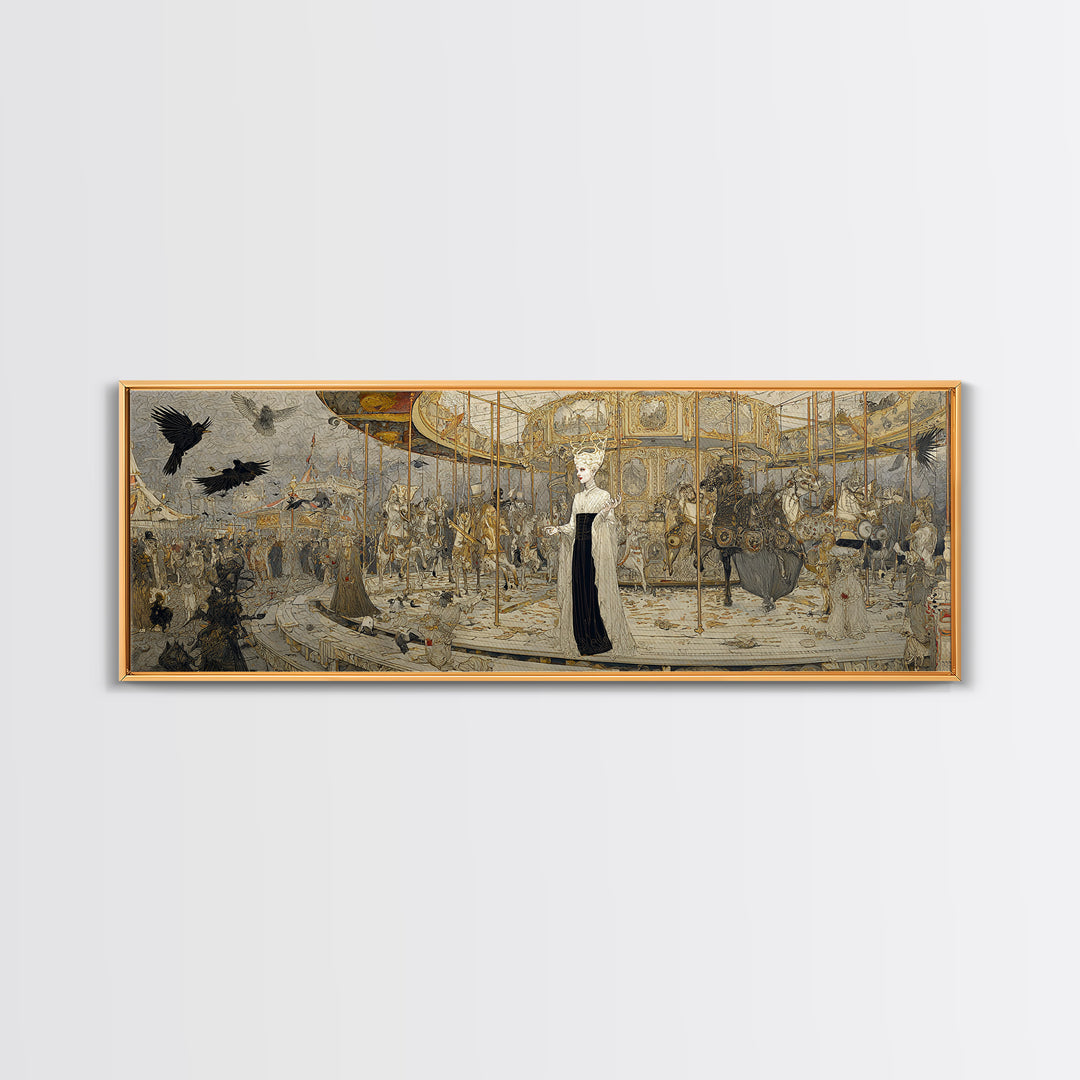 The Abandoned Carnival, Symbolist Death Art, Extra Wide Wall Art, Gothic Horror Wall Art, Framed Canvas Print, Halloween Wall Art