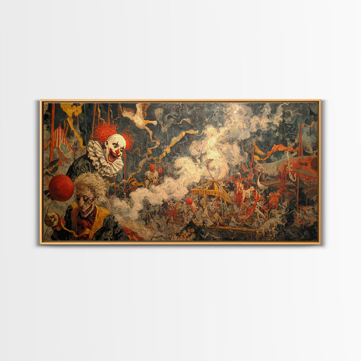 The Abandoned Carnival, Grotesque Carnival Art, Wide Panoramic Art, Dark Fantasy Wall Art, Canvas Print, Halloween Wall Art