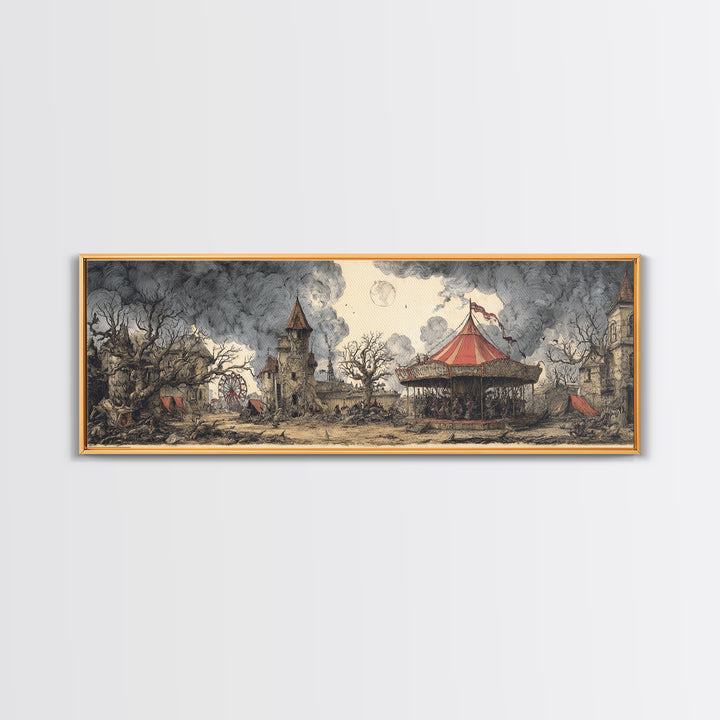 The Abandoned Carnival, Victorian Macabre Art, Extra Wide Wall Art, Dark Fantasy Wall Art, Canvas Print, Halloween Wall Art
