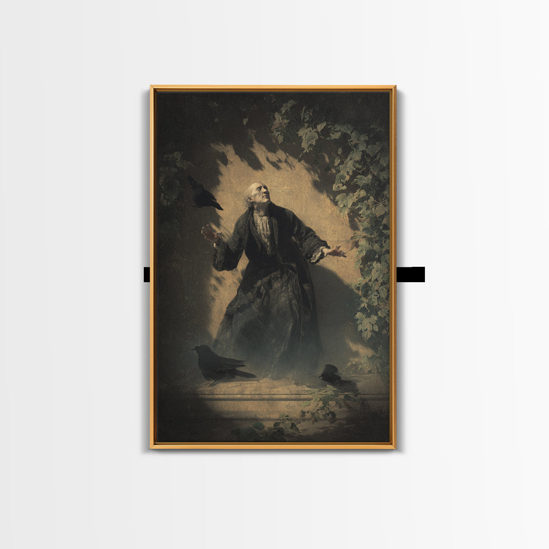 The Haunted Manor, Dark Romantic Horror Art, Vertical Wall Art, Gothic Horror Wall Art, Canvas Print, Halloween Wall Art