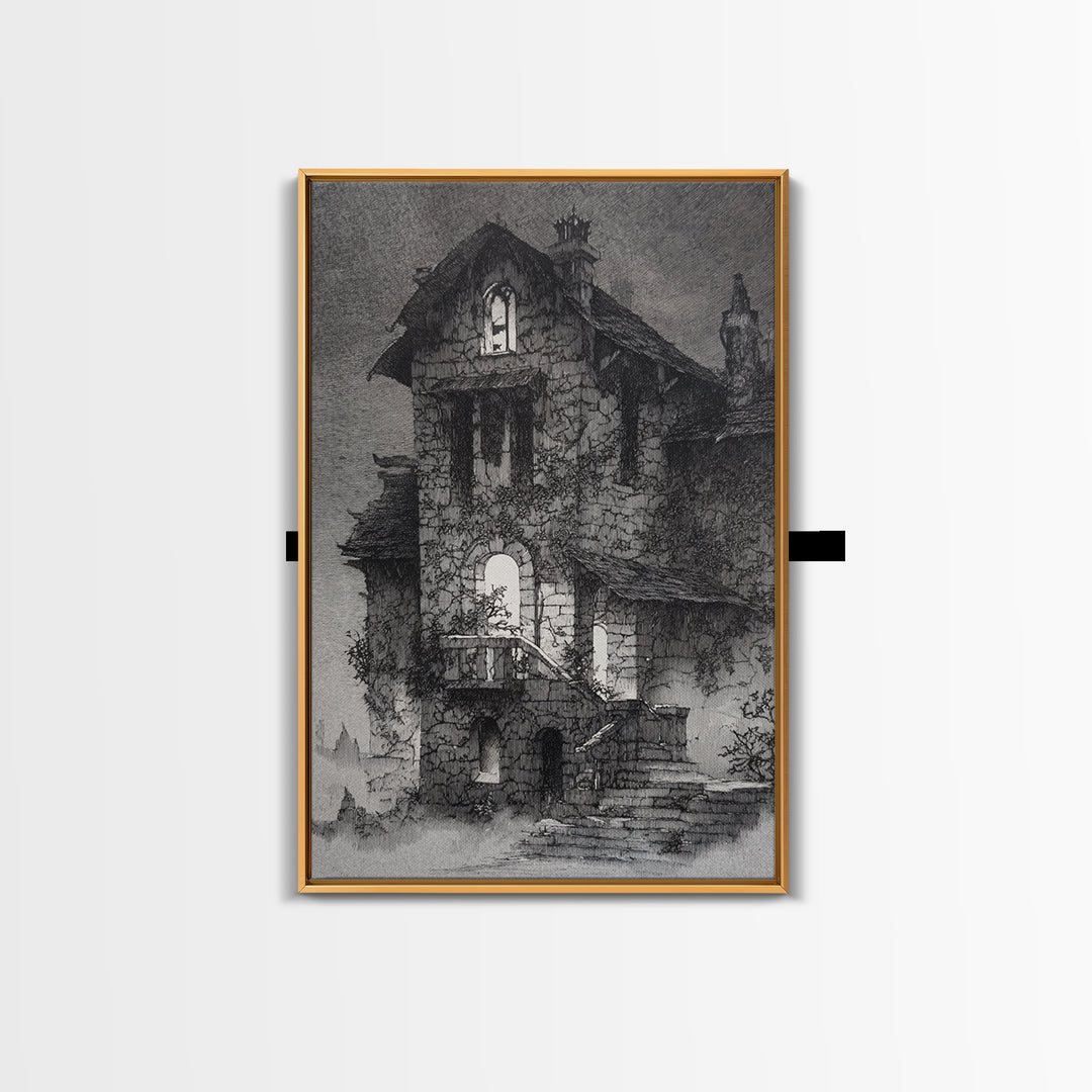 The Haunted Manor, Victorian Macabre Art, Vertical Wall Art, Dark Halloween Decor, Canvas Print, Halloween Wall Art, Macabre Wall Art