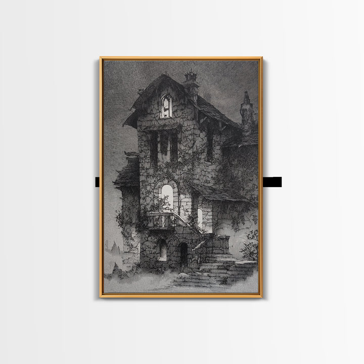 The Haunted Manor, Victorian Macabre Art, Vertical Wall Art, Dark Halloween Decor, Canvas Print, Halloween Wall Art, Macabre Wall Art