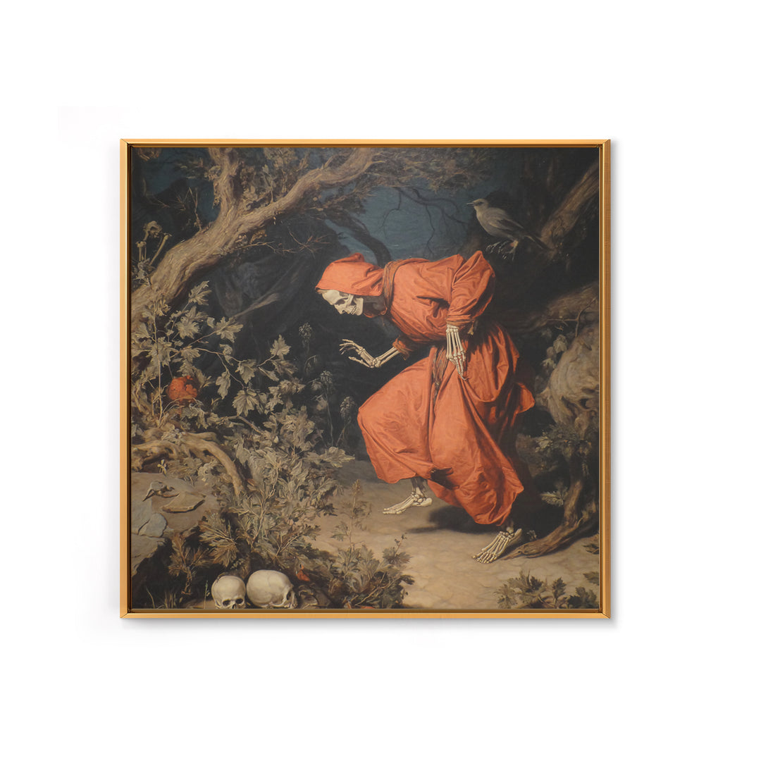 The Witch'S Forest, Danse Macabre Art, Square Wall Art, Dark Halloween Decor, Canvas Print, Halloween Wall Art