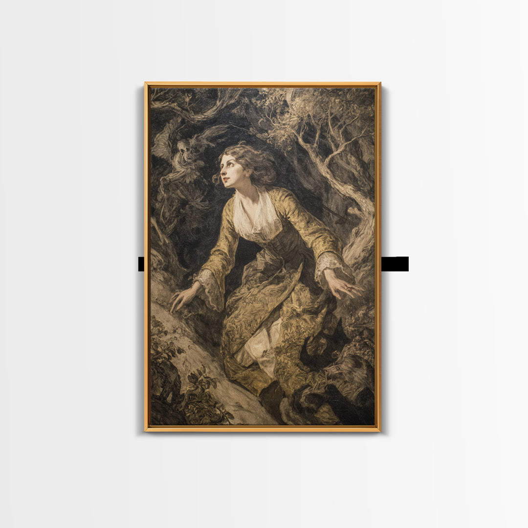 The Witch'S Forest, Dark Romantic Horror Art, Vertical Wall Art, Macabre Wall Art, Canvas Print, Halloween Wall Art, Dark Fantasy Art