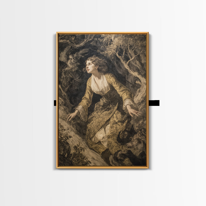 The Witch'S Forest, Dark Romantic Horror Art, Vertical Wall Art, Macabre Wall Art, Canvas Print, Halloween Wall Art, Dark Fantasy Art