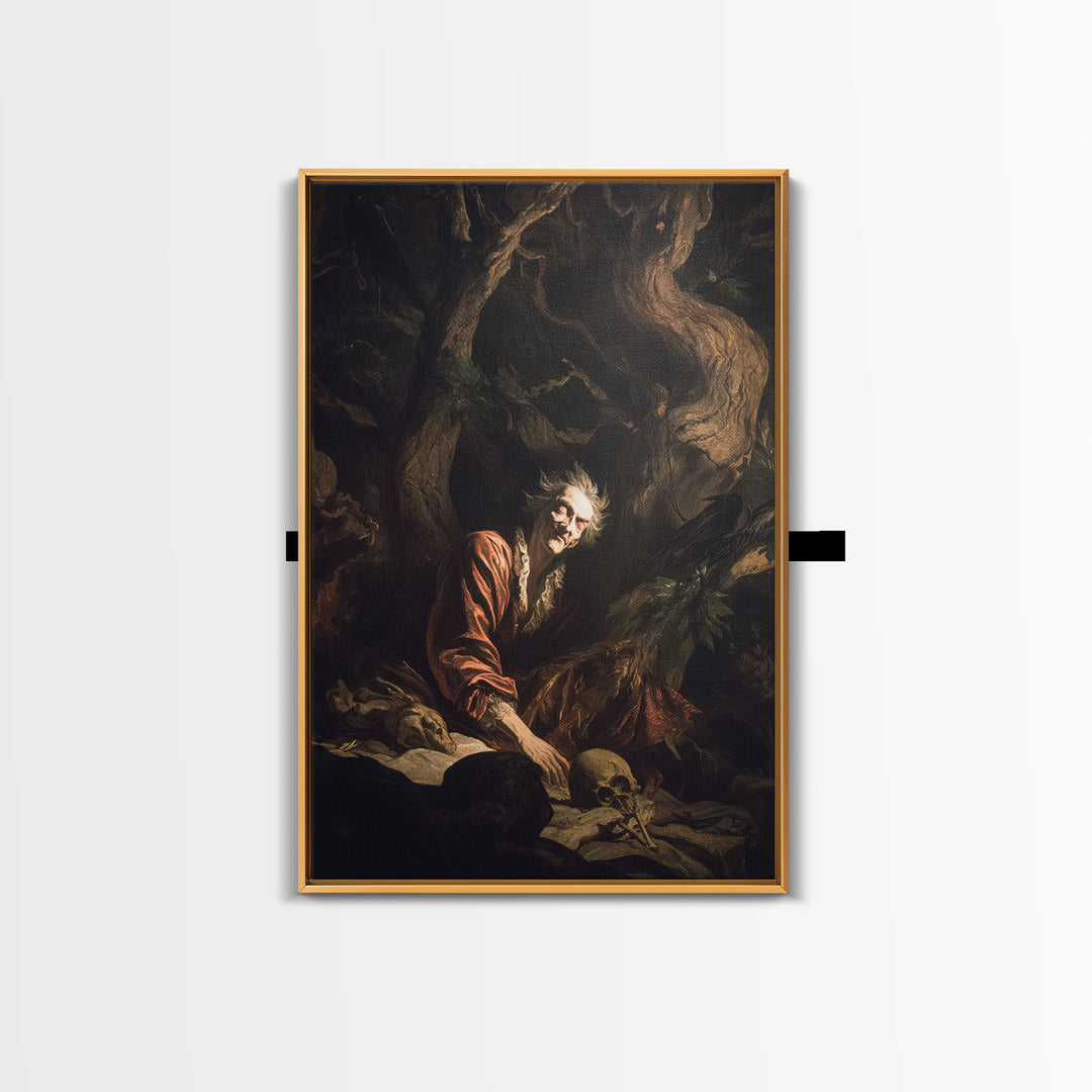 The Witch'S Forest, Gothic Nightmare Art, Vertical Wall Art, Dark Halloween Decor, Framed Canvas Print, Halloween Wall Art
