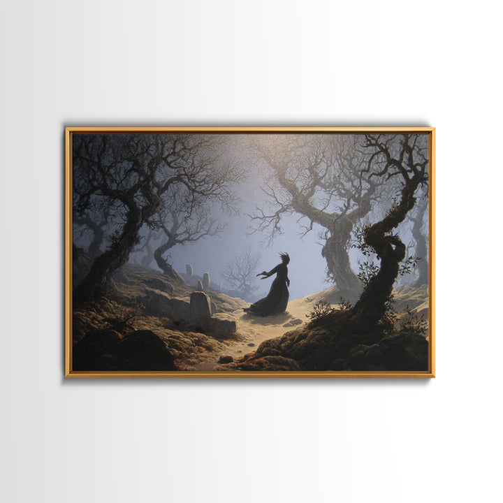 The Witch'S Forest, Romantic Gothic Landscape, Landscape Wall Art, Dark Fantasy Wall Art, Framed Canvas Print, Halloween Wall Art