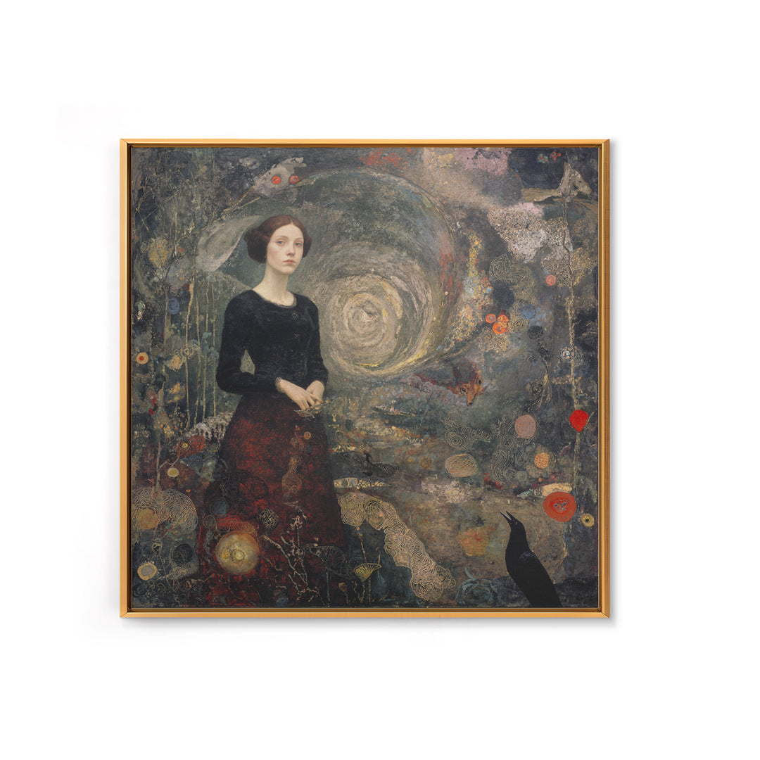 The Witch'S Forest, Symbolist Dream Art, Square Wall Art, Dark Halloween Decor, Canvas Print, Halloween Wall Art, Gothic Home Decor