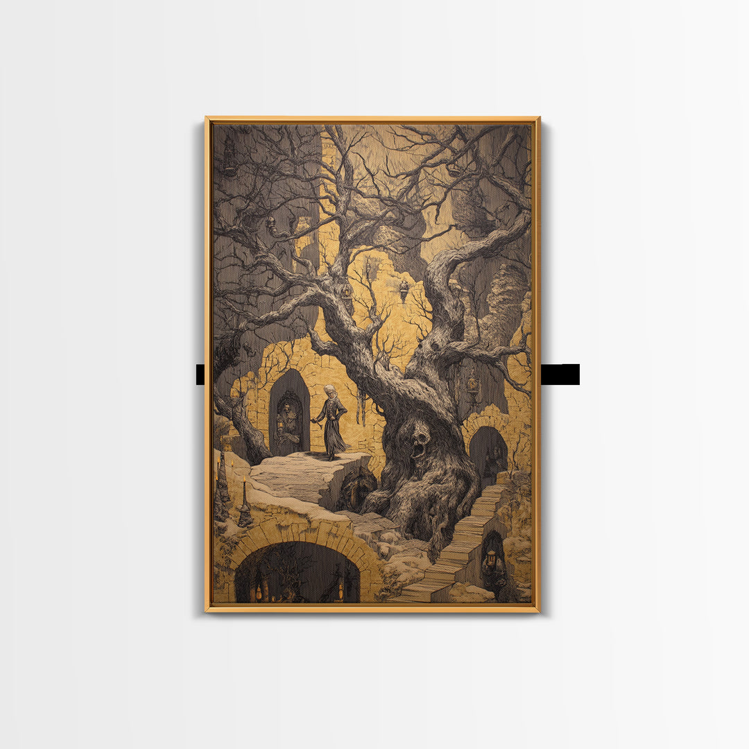The Witch'S Forest, Victorian Macabre Art, Vertical Wall Art, Macabre Wall Art, Canvas Print, Halloween Wall Art, Gothic Home Decor