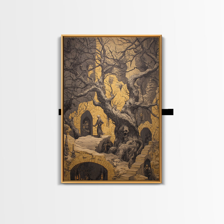 The Witch'S Forest, Victorian Macabre Art, Vertical Wall Art, Macabre Wall Art, Canvas Print, Halloween Wall Art, Gothic Home Decor