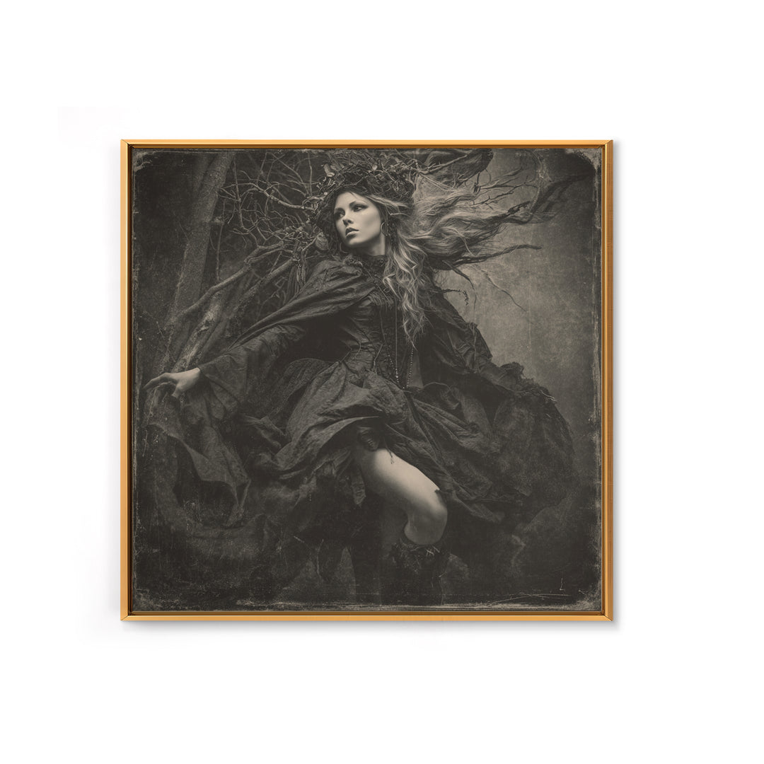 The Witch'S Forest, Biomechanical Horror Art, Square Wall Art, Dark Fantasy Wall Art, Canvas Print, Halloween Wall Art, Seasonal Home Decor